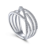 Gabriel & Co. LR51634W45JJ 14K White Gold Diamond Criss Cross Ring