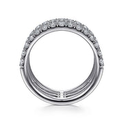Gabriel & Co. LR51647W45JJ 14K White Gold Four Row Diamond Ring