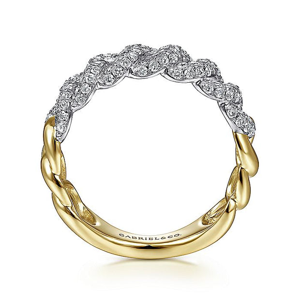 Gabriel & Co. LR51654M45JJ 14K White-Yellow Gold Diamond Links Ring