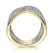 Gabriel & Co. LR51665M45JJ 14K White-Yellow Gold Open Diamond Criss Cross Ring