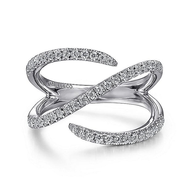 Gabriel & Co. LR51730W45JJ 14K White Gold Abstract Diamond Wrap Ring
