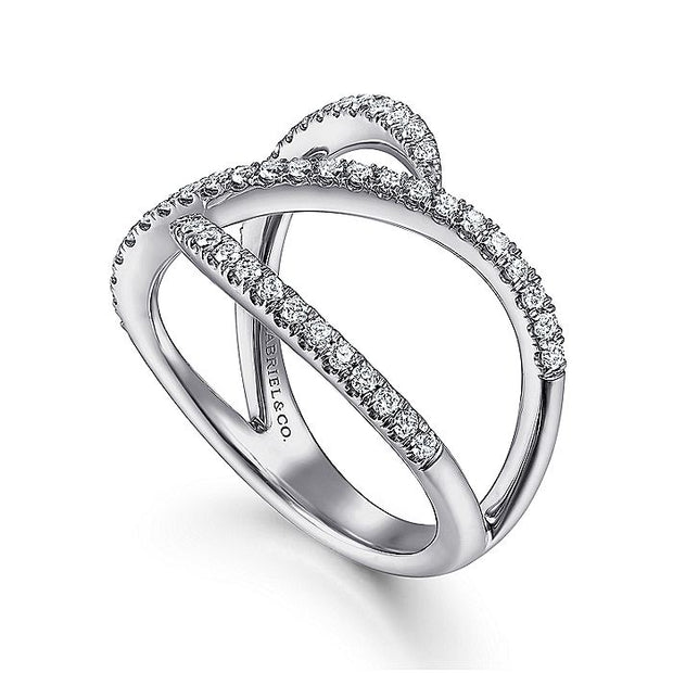 Gabriel & Co. LR51730W45JJ 14K White Gold Abstract Diamond Wrap Ring