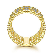Gabriel & Co. LR51743Y45JJ 14K Yellow Gold Wide Bujukan Ball and Diamond Statement Ring