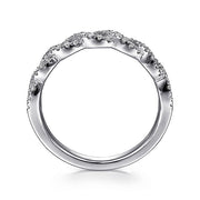 Gabriel & Co. LR51748W45JJ 14K White Gold Twisted Diamond Stackable Ring
