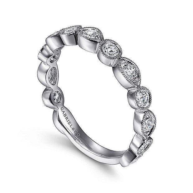 Gabriel & Co. LR51750W45JJ 14K White Gold Geometric Diamond Stackable Ring