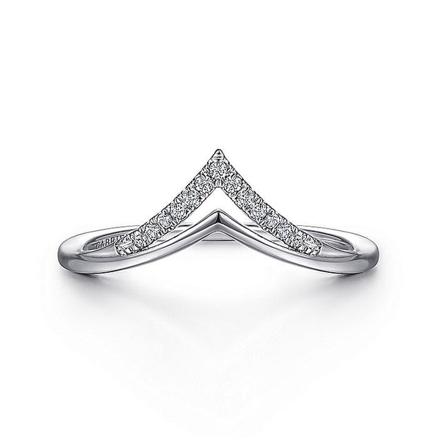 Gabriel & Co. LR51826W45JJ 14K White Gold Curved Double Row Diamond V Ring