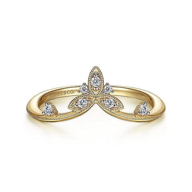 Gabriel & Co. LR51841Y45JJ 14K Yellow Gold Chevron Diamond Ring