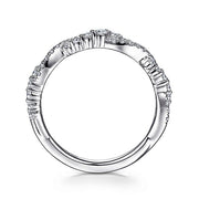 Gabriel & Co. LR51915W45JJ 14K White Gold Twisted Diamond Stackable Ring