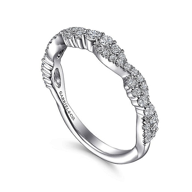 Gabriel & Co. LR51915W45JJ 14K White Gold Twisted Diamond Stackable Ring