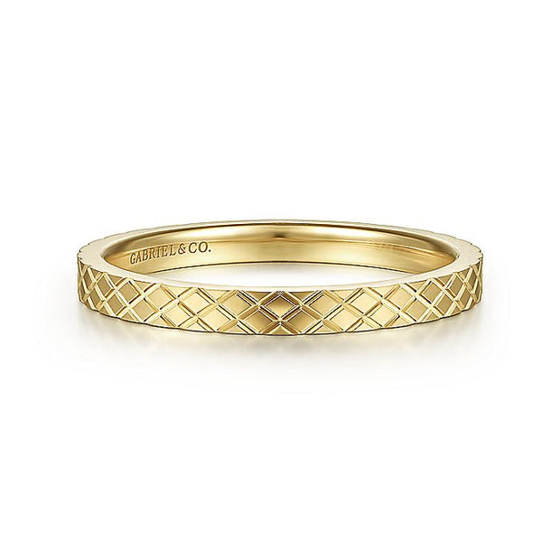 Gabriel & Co. LR51941Y4JJJ 14K Yellow Gold Textured Checkered Stackable Ring