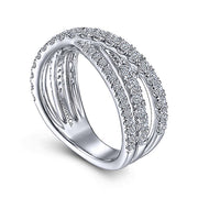 Gabriel & Co. LR51992W45JJ 14K White Gold Diamond Criss Cross Ring