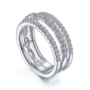Gabriel & Co. LR51994W45JJ 14K White Gold Three Row Diamond Ring