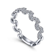 Gabriel & Co. LR52009W45JJ 14K White Gold Diamond Leaf Ring