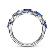 Gabriel & Co. LR52021W45SA 14K White Gold Diamond and Sapphire Twisted Ring