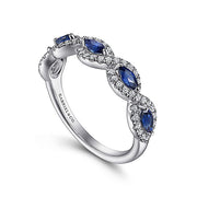 Gabriel & Co. LR52021W45SA 14K White Gold Diamond and Sapphire Twisted Ring