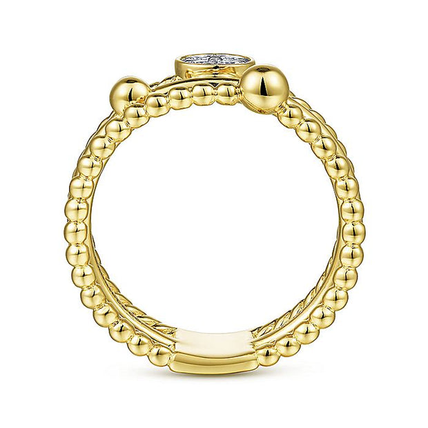 Gabriel & Co. LR52176Y45JJ 14K Yellow Gold Diamond and Twisted Rope Bujukan Ring