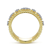 Gabriel & Co. LR52199Y45JJ 14K Yellow Gold Diamond and Bujukan Bead Ring