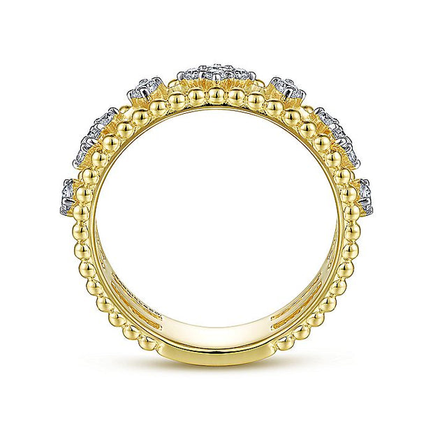 Gabriel & Co. LR52199Y45JJ 14K Yellow Gold Diamond and Bujukan Bead Ring