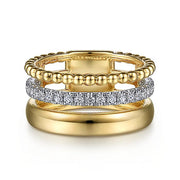 Gabriel & Co. LR52203M45JJ 14K White-Yellow Gold Wide Band Diamond Bujukan Ring