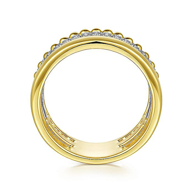 Gabriel & Co. LR52203M45JJ 14K White-Yellow Gold Wide Band Diamond Bujukan Ring