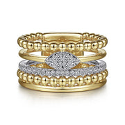 Gabriel & Co. LR52215M45JJ 14K White-Yellow Gold Bujukan And Diamond Wide Band