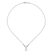 Gabriel & Co. NK1420W45PL 14K White Gold Cultured Pearl and Diamond Accent Necklace