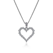 Gabriel & Co. NK1844W45JJ 14K White Gold Open Heart Diamond Pendant Necklace
