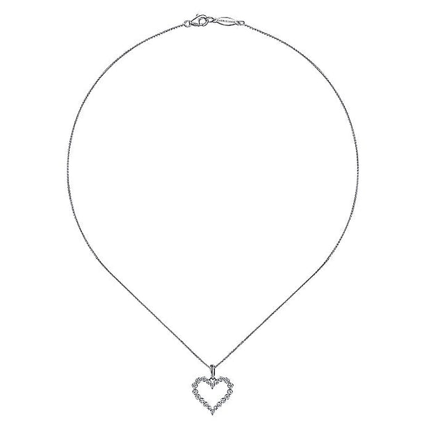 Gabriel & Co. NK1844W45JJ 14K White Gold Open Heart Diamond Pendant Necklace