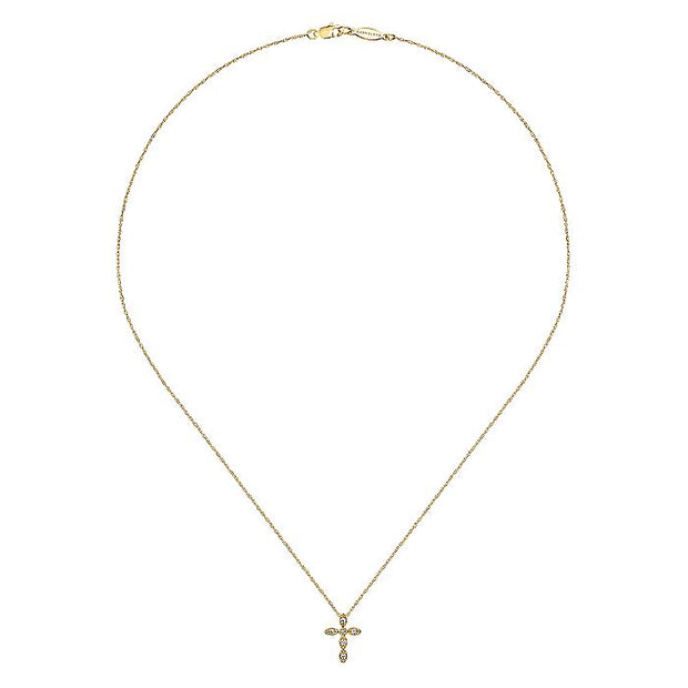 Gabriel & Co. NK2210Y45JJ 14K Yellow Gold Marquise Shaped Diamond Cross Necklace