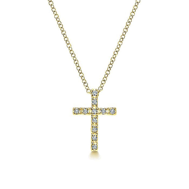 Gabriel & Co. NK2658Y45JJ 18 inch 14K Yellow Gold Diamond Cross Pendant Necklace