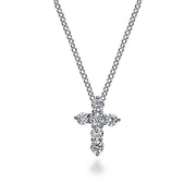 Gabriel & Co. NK2666W45JJ 18 inch 14K White Gold Diamond Cross Pendant Necklace