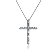 Gabriel & Co. NK2669W44JJ 18 inch 14K White Gold Diamond Cross Pendant Necklace
