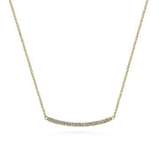 Gabriel & Co. NK4273Y45JJ 18 inch 14K Yellow Gold Diamond Pavé Curved Bar Necklace