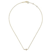 Gabriel & Co. NK4345Y45JJ 14K Yellow Gold Sideways Curved Diamond Cross Necklace