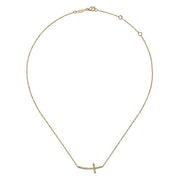 Gabriel & Co. NK4346Y45JJ 14K Yellow Gold Sideways Curved Diamond Cross Necklace