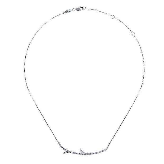 Gabriel & Co. NK4398W45JJ 18 inch 14K White Gold Curved Diamond Branch Necklace