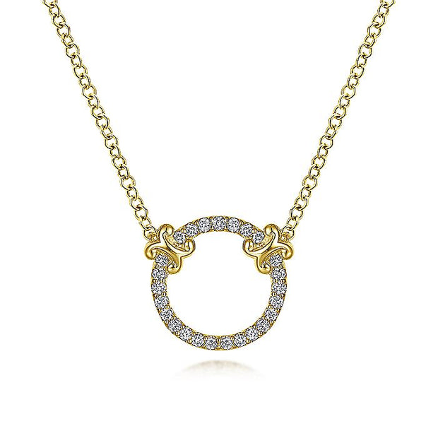 Gabriel & Co. NK4606Y45JJ 14K Yellow Gold Open Diamond Circle Pendant Necklace