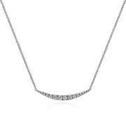 Gabriel & Co. NK4879W45JJ 14K White Gold Curved Diamond Bar Necklace
