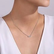 Gabriel & Co. NK4943W45JJ 14K White Gold Pave Diamond Bar Necklace