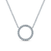 Gabriel & Co. NK5078W45JJ 14K White Gold Circle Diamond Pendant Necklace