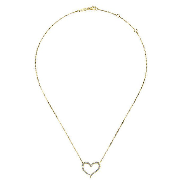 Gabriel & Co. NK5265Y45JJ 14K Yellow Gold Open Heart Diamond Pendant Necklace
