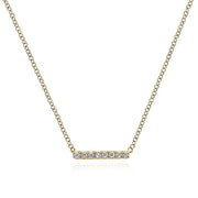 Gabriel & Co. NK5422Y45JJ 14K Yellow Gold Petite Pavé Diamond Bar Necklace
