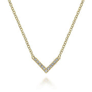 Gabriel & Co. NK5423Y45JJ 14K Yellow Gold V Shaped Diamond Bar Necklace