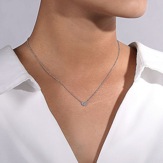 Gabriel & Co. NK5450W45JJ 14K White Gold Pavé Diamond Pendant Heart Necklace