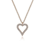 Gabriel & Co. NK5452K45JJ 14K Rose Gold Pavé Diamond Open Heart Necklace