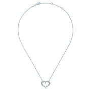 Gabriel & Co. NK5563W45JJ 14K White Gold Diamond Cluster Heart Pendant Necklace