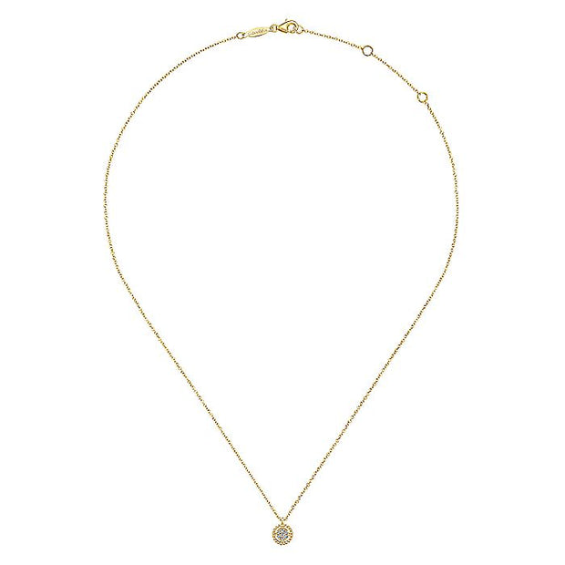 Gabriel & Co. NK5723Y45JJ 14K Yellow Gold Beaded Round Floating Diamond Pendant Necklace