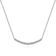 Gabriel & Co. NK5796W45JJ 14K White Gold Curved Bar Necklace with Bezel Set Round Diamonds