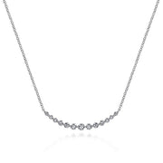 Gabriel & Co. NK5919W45JJ 14K White Gold Graduated Round Diamond Curved Bar Necklace