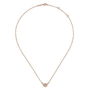 Gabriel & Co. NK5937K45MO 14K Rose Gold Oval Morganite Pendant Necklace with Diamond Accents
